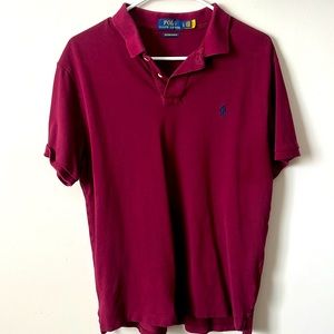 Men’s Large Custom Slim Fit Polo by Ralph Lauren Polo Shirt - Color - WINE COLOR